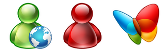 msn online, offline, and butterfly icons
